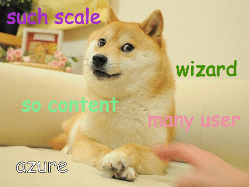 "Doge meme GIF showing words related to my job at Pottermore"
